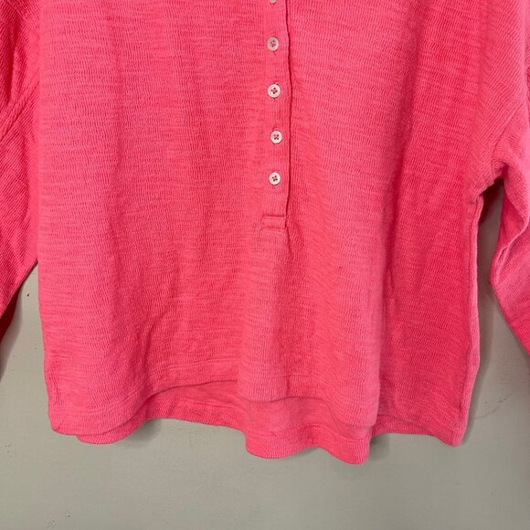 ❌SOLD❌AERIE Oversized Neon Pink Henley, Medium - Picture 3 of 9
